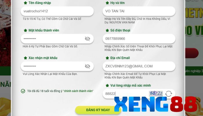 Hoàn tất thông tin vào form mẫu